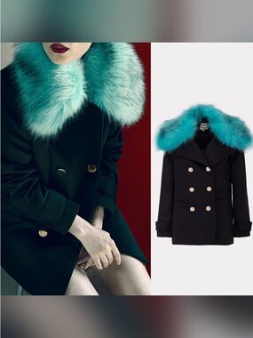 NWT Julia Allert Aqua Faux Fur
Collar Coat •• XXL